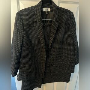 Le Suit Black Polka Dot Women's Skirt Suit